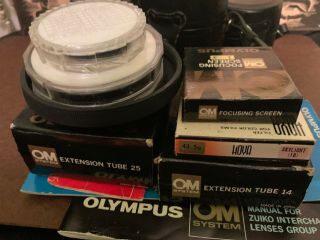 Haunted Vintage Olympus OM - 1 With 4 Lenses And Accessories OM System 3