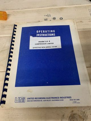 Vintage Urei Universal Audio LA - 4 Compressor / Limiter 6