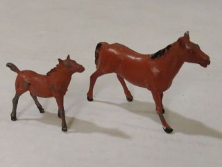 2 Vintage Lead Figures Shire Horse With Her Colt