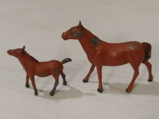 2 VINTAGE LEAD FIGURES SHIRE HORSE WITH HER COLT 2