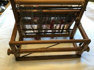 Vintage Antique Oak Wood Table Top Loom Weaving 4