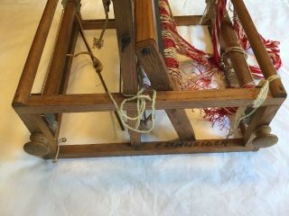 Vintage Antique Oak Wood Table Top Loom Weaving 6