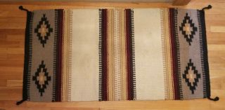 Vintage Native American Navajo Geometric Tribal Wool Rug Blanket Weaving 64.  5x32