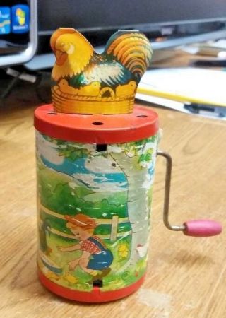 1950s/60s Tin Toy Litho Chicken Made In Japan
