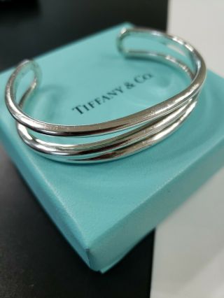 Tiffany & Co 925 Italy Sterling Silver Cuff Bracelet Sz S M 6 - 7 " Wrist 26g