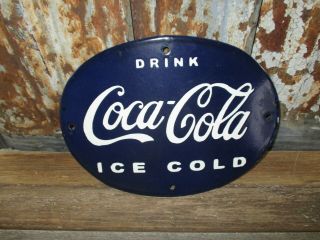 Vintage Style  - Navy&white - Drink Coca - Cola Ice Cold - Porcelain Sign - Plate