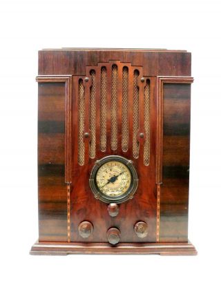 VINTAGE 30s EXTREME ART DECO ZENITH DEPRESSION ERA TOMBSTONE ANTIQUE TUBE RADIO 6