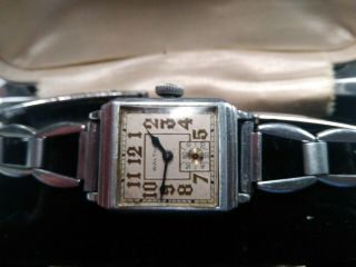 Vintage Very Waltham Art Deco Watch With Case And Unique Band