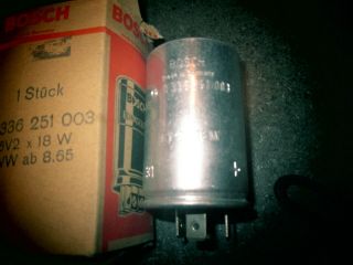 Nos Oem Bosch 0336251003 6 - Volt 3 - Prong Flasher For Vintage Vw,  Porsche,  Mercedes
