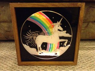 Vintage - Fantasia Products - Lamp - Glitter Graphic Series - Unicorn Rainbow