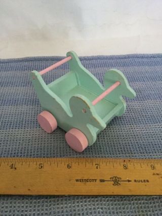American Girl Vintage Wooden Roll Duck Push Carrage Toy