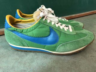 Rare Nos Vtg 1970s Nike Waffle Trainers Blue Green Made In Taiwan 13 For Display