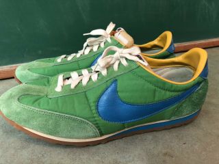 Rare Nos Vtg 1970s NIKE Waffle Trainers Blue Green Made in Taiwan 13 For Display 7