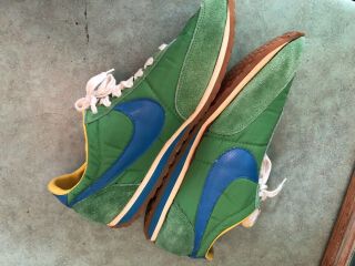 Rare Nos Vtg 1970s NIKE Waffle Trainers Blue Green Made in Taiwan 13 For Display 8