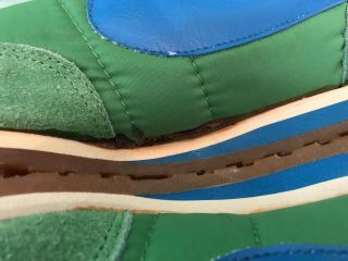 Rare Nos Vtg 1970s NIKE Waffle Trainers Blue Green Made in Taiwan 13 For Display 9