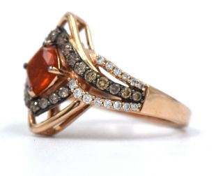 VINTAGE LEVIAN FIRE OPAL CHOCOLATE DIAMOND FASHION COCKTAIL RING 14K YELLOW GOLD 2