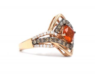 VINTAGE LEVIAN FIRE OPAL CHOCOLATE DIAMOND FASHION COCKTAIL RING 14K YELLOW GOLD 3