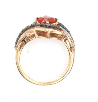 VINTAGE LEVIAN FIRE OPAL CHOCOLATE DIAMOND FASHION COCKTAIL RING 14K YELLOW GOLD 6