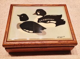 Vintage Wooden Box With A Ducks On Ceramic Tile Top William Morgan 79 