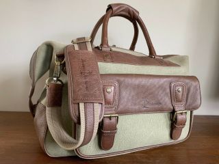 Tommy Bahama Weekender Duffle Bag Canvas Leather Travel Casual Vintage