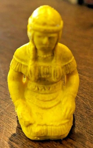 Vintage Tim Mee Toys - Yellow 1 3/8 " Female Indian Figure