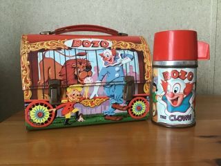Vintage 1963 Bozo The Clown Lunchbox And Thermos