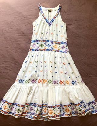 Rare Vtg Roberto Cavalli Embroidered Dress,  Size 6