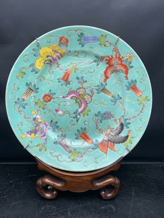 Big Antique Chinese Porcelain Families Rose Plate 19th Century