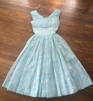 Vintage 1950’s Embroidered Bow Back Garden Derby Cocktail Party Dress SZ XS - S 3