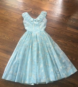 Vintage 1950’s Embroidered Bow Back Garden Derby Cocktail Party Dress SZ XS - S 4