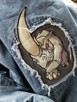 Vintage 90s Jnco Endangered Species Embroidered Charging Rhino Jeans 40w 32l
