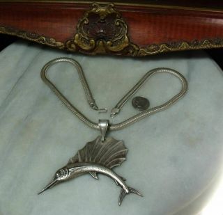 Antique Victorian Sterling Silver Heavy Flying Fish Women 