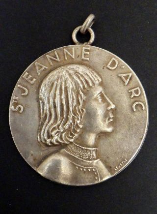 Rare Antique Huge Silver Bronze Medal Of Joan Of Arc Signed