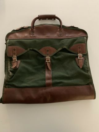 The Orvis Company Vintage Leather Canvas Garment Bag