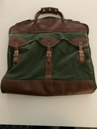The Orvis Company Vintage Leather Canvas Garment Bag 2