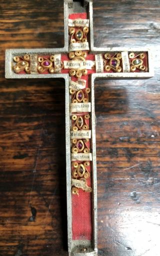 Rare Antique Catholic Crucifix Relic,  Ebony Inlay,  Saints,  Made In Germany,  1800 2