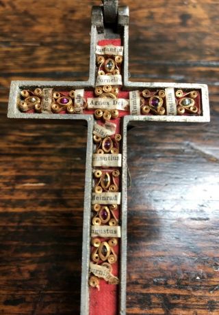 Rare Antique Catholic Crucifix Relic,  Ebony Inlay,  Saints,  Made In Germany,  1800 3