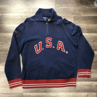 Vintage Polo Ralph Lauren Mens Xl Vtg Usa Zip Up Sweater Jacket Sweatshirt Rare