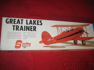 Vintage Sterling Great Lakes Trainer 36 " Bipe C/l Balsa Airplane Kit