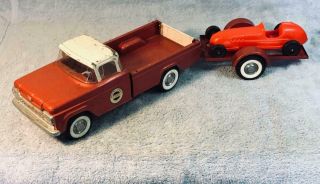 Vintage 1964 Nylint Ford F100 Speedway Special Truck,  Trailer And Correct Racer