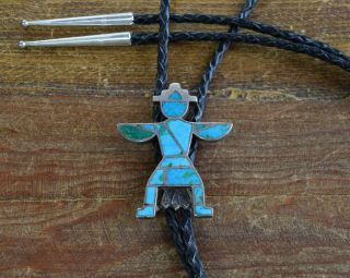 Vintage Turquoise Inlay Knifewing Bolo Tie