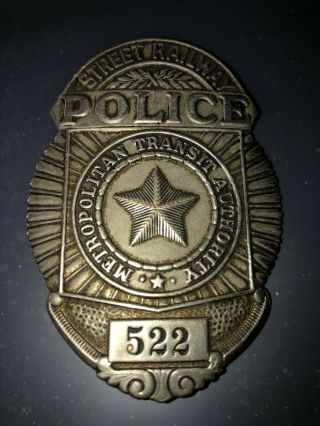 Rare Vintage Boston Metropolitain Transit Authority Street Railway Police Badge