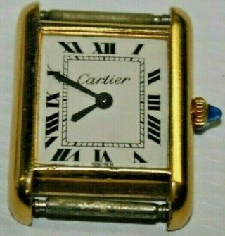 Cartier Lady 18k Gold Tank Watch Electroplated 1970 Vintage Dial Roman Number