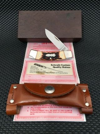 Schrade Lb - 4 Lock - Back Knife W/ Sheath,  Paperwork & Box Rare