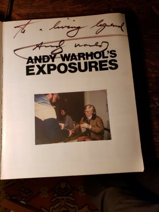 Rare - Double - Signed Andy Warhol " Exposures " Book,  @1979 - 1st Edition,  W/photo