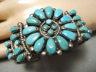 Superior Vintage Native American Zuni Turquoise Sterling Silver Bracelet