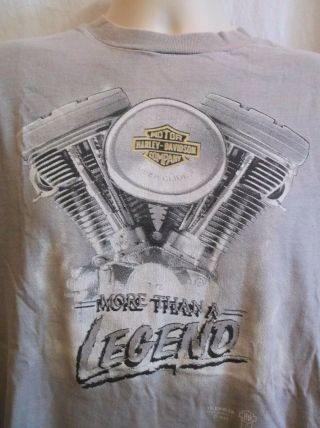 Vtg 1989 Harley Davidson 3d Emblem Shirt " More Than A Legend " Glide Ii Wva