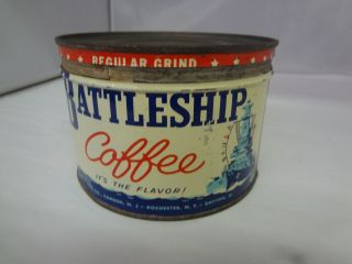 Vintage Battle Ship Brand Coffee Tin Advertising Collectible Graphics 153 - F