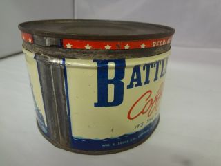 VINTAGE BATTLE SHIP BRAND COFFEE TIN ADVERTISING COLLECTIBLE GRAPHICS 153 - F 2
