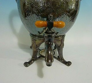 Antique SIMPSON HALL MILLER Silver Plate Hot Water Urn Samovar Dispenser 2